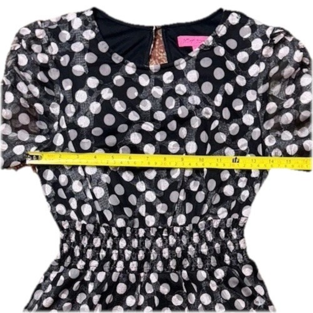 Betsey Johnson Black White Polka Dot Ruffles Dress‎ Sz 2 - Picture 5 of 10